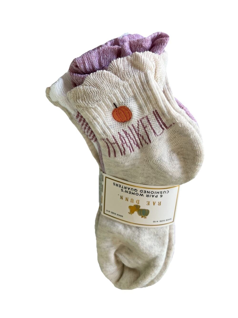 Rae Dunn 6 Pair Women's Cushioned Low Cuts Socks Fall Cozy Sock Size 9-11 NWT
